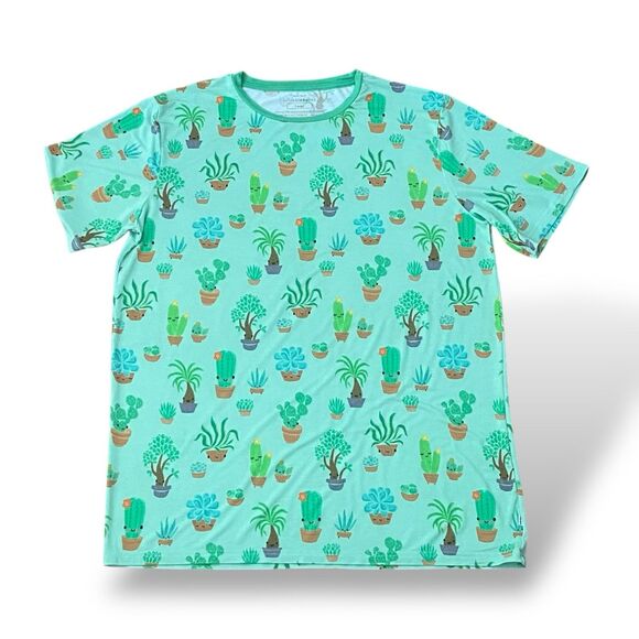 Little Sleepies Succulent Love Men Pajamas Set Size L Funny Print Short Sleeve - Picture 3 of 8
